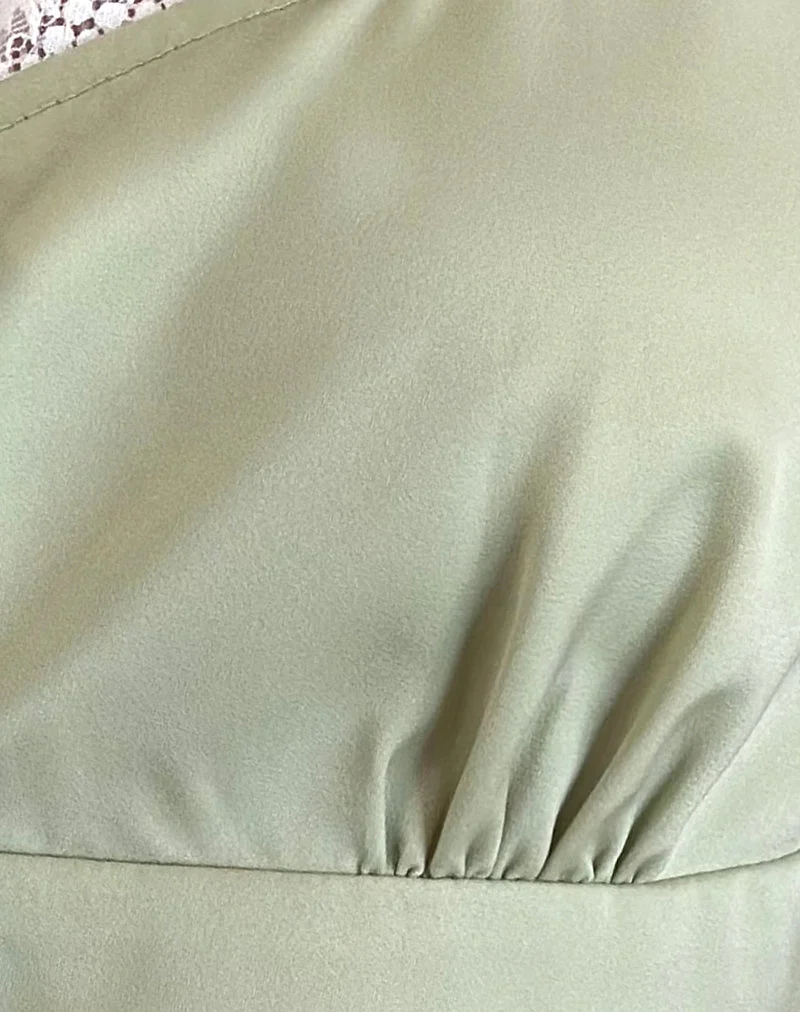 Rona Tie Front Top in Grün Salbei