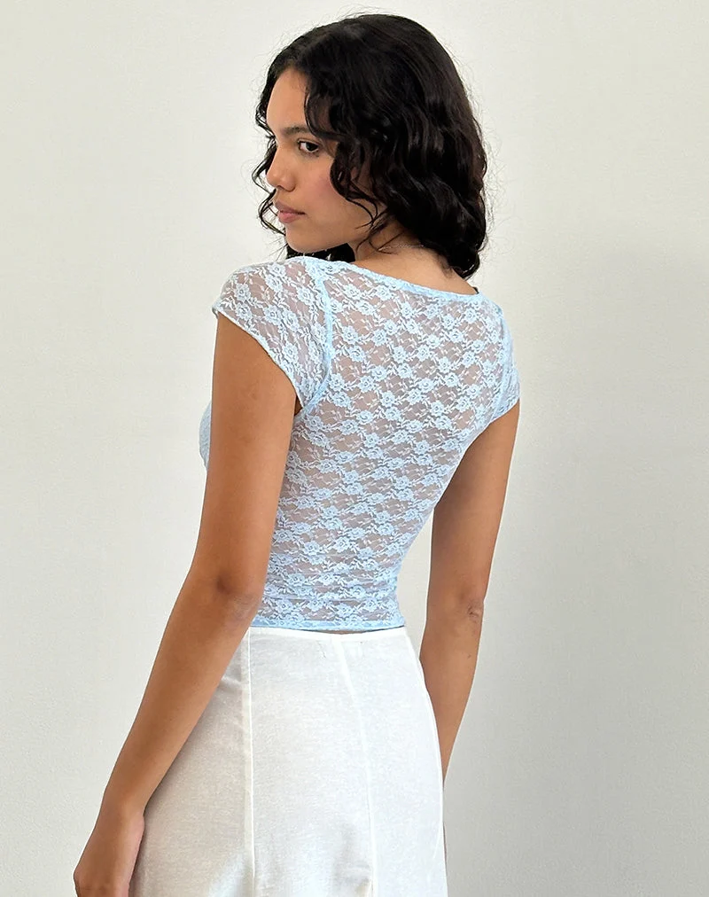 Livra Top aus Kleespitze Blau