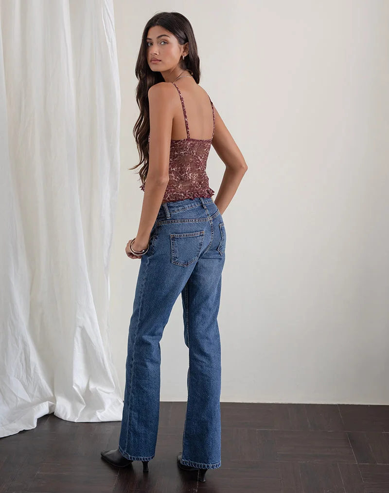 Rumaysa Top aus bedruckter Spitze und abstrakten Leopardenflecken
