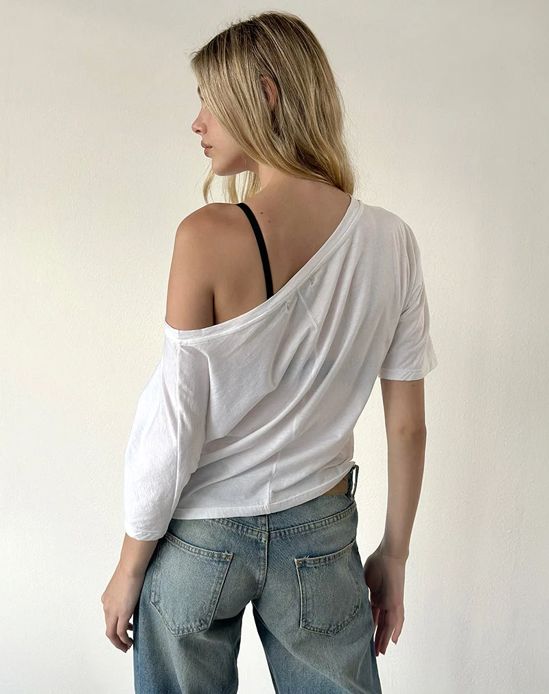 Daman Schulternahes Basic-Jersey-Top in Weiß