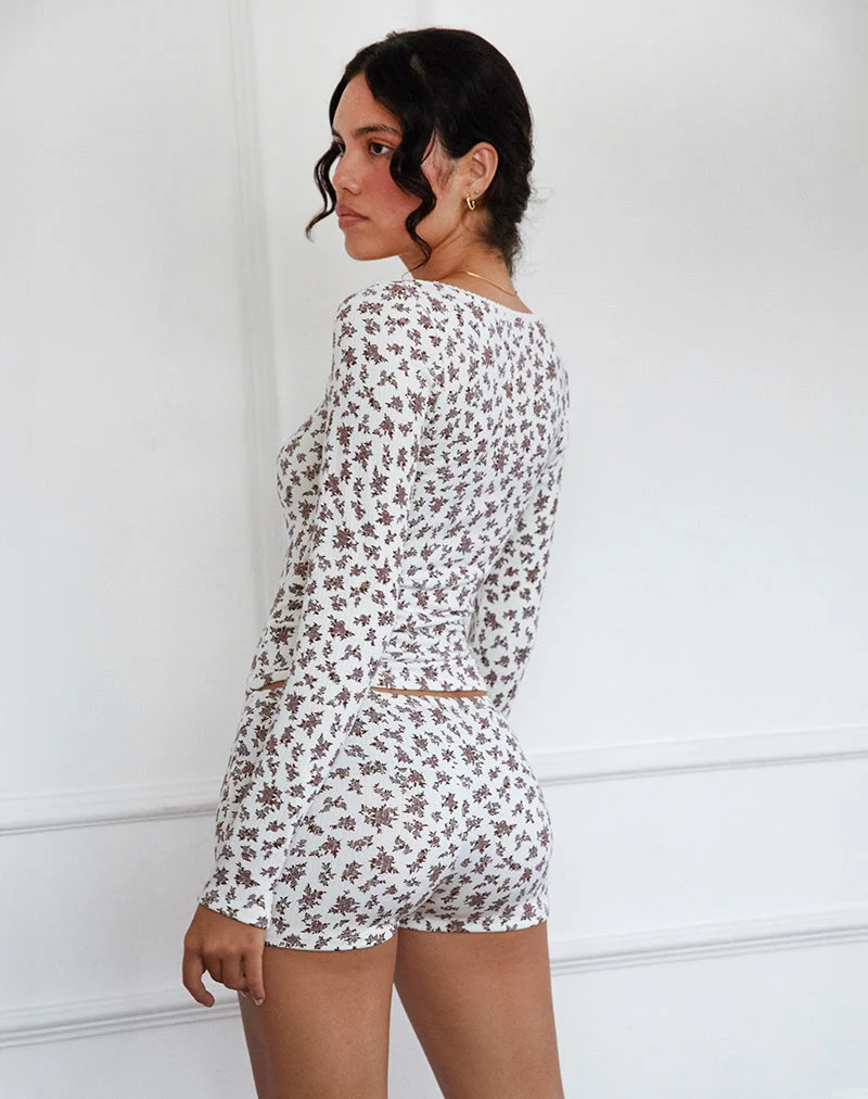 Ritulia Gerippte Micro Short in Ditsy Floral Creme
