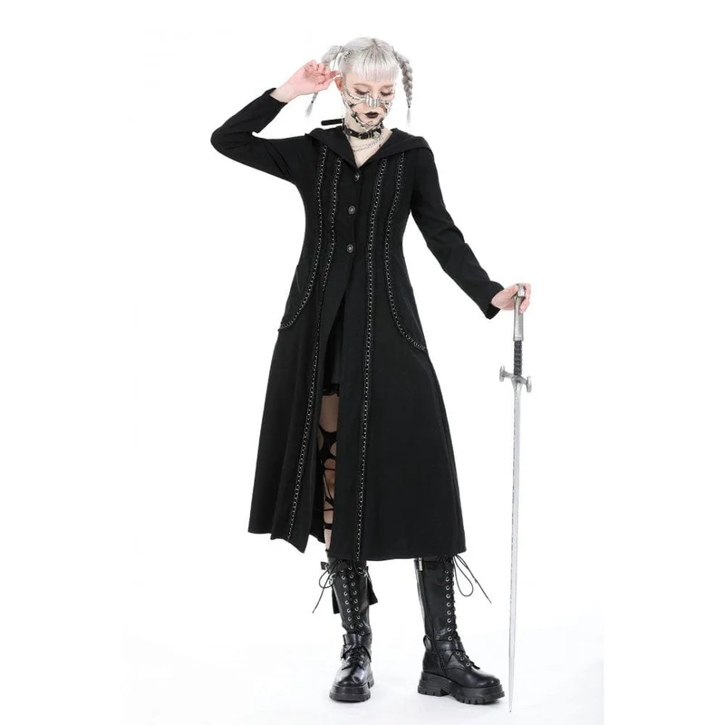 Punk-Rüschenjacke für Damen mit Kapuze
