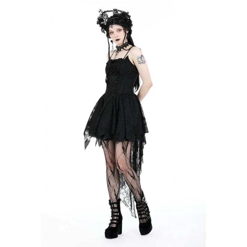 Damen Gothic Rose High-Low-Slip-Hochzeitskleid