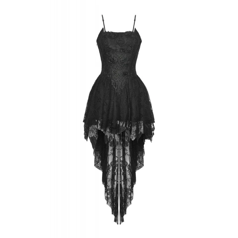 Damen Gothic Rose High-Low-Slip-Hochzeitskleid