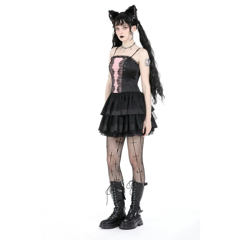 Gothic-Kleid für Damen, zweifarbig, mehrlagig, Abschlusskleid