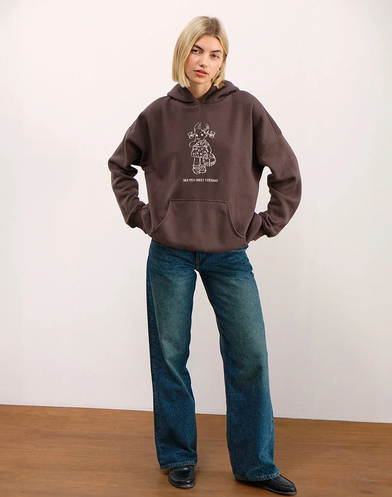 Oversize-Kapuzenpullover in tiefem Mahagoni mit See You Next Tuesday-Aufdruck