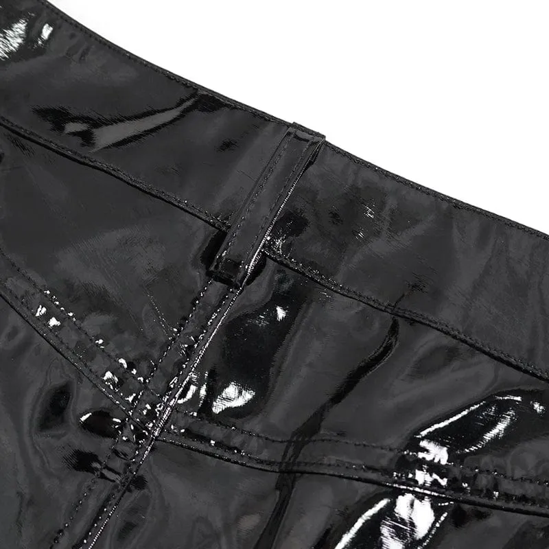 Kunstleder-Shorts mit Punk-Schnalle für Damen