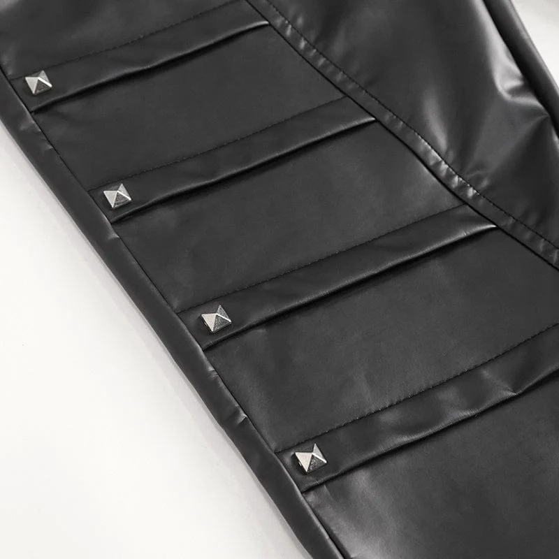 Damen-Punk-Hose aus Kunstleder mit Kettennieten