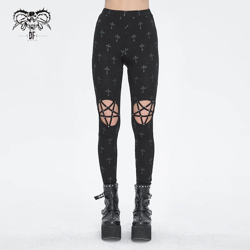 Damen-Leggings mit Punk-Ausschnitt und Spaghettiträgern