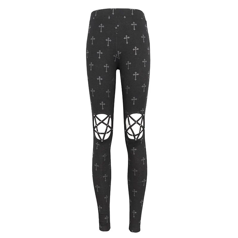 Damen-Leggings mit Punk-Ausschnitt und Spaghettiträgern