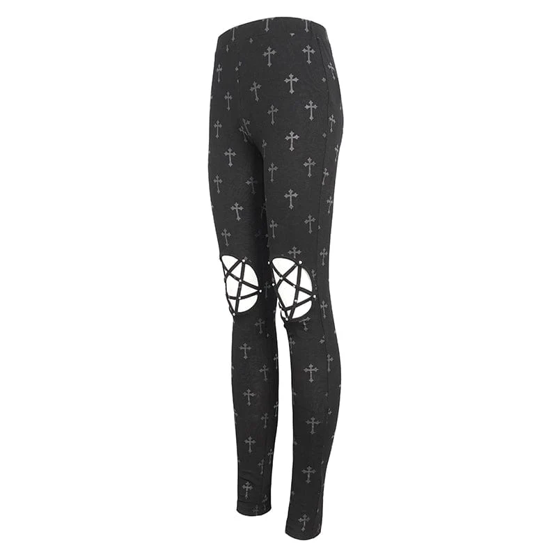 Damen-Leggings mit Punk-Ausschnitt und Spaghettiträgern