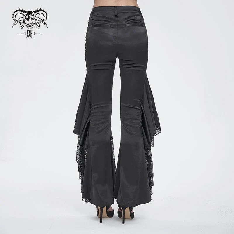 Damen-Gothic-Spitzen-Blumen-Schlaghose