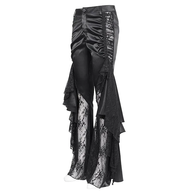 Damen-Gothic-Spitzen-Blumen-Schlaghose