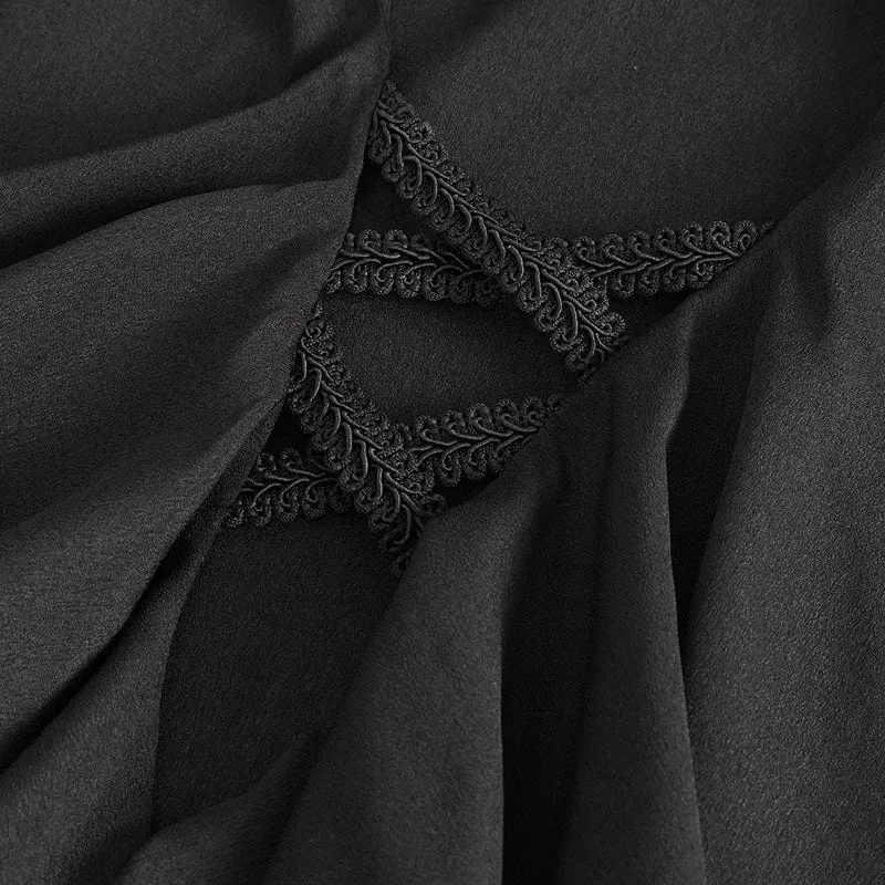 Herren Gothic-Hemd mit Rüschenkragen und Puffärmeln in Schwarz