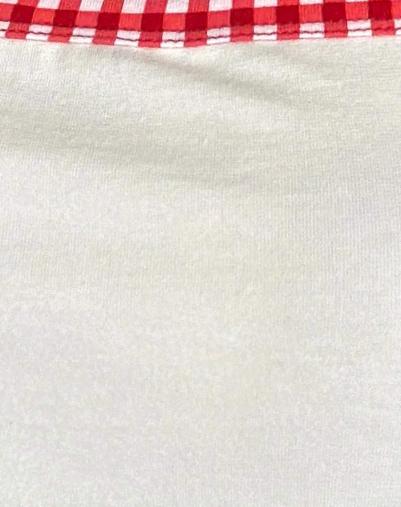 Ilisna Top in Weiß mit roter Gingham-Bindung