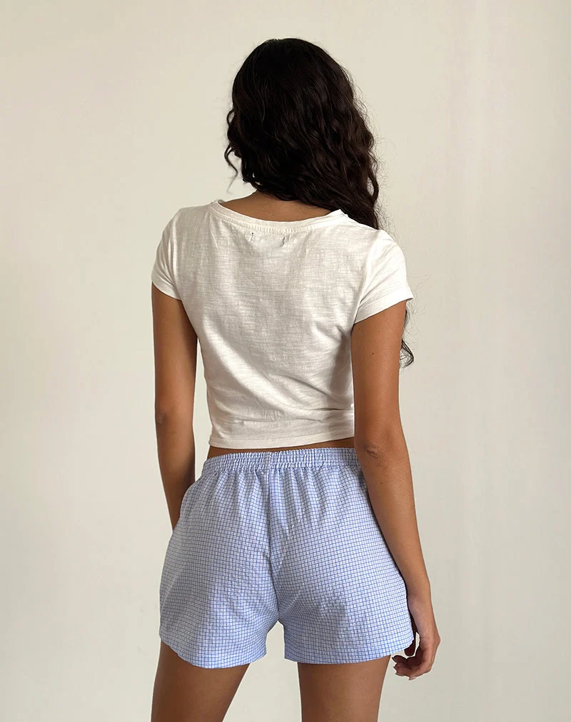 Voir Short aus Popeline Gingham Blau und Weiß