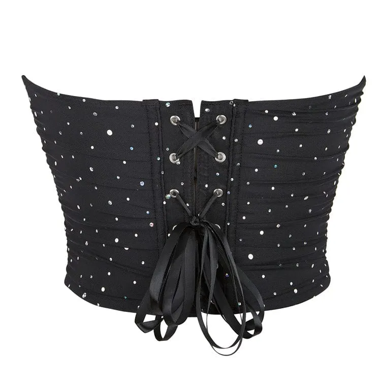 Punk-Pailletten-Mesh-Vollbrustkorsett für Damen