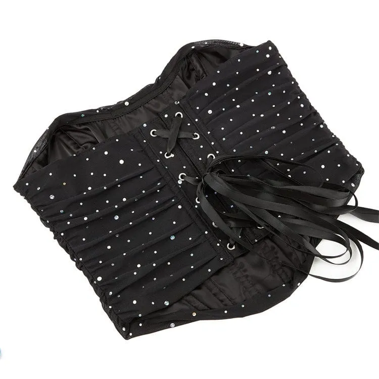 Punk-Pailletten-Mesh-Vollbrustkorsett für Damen