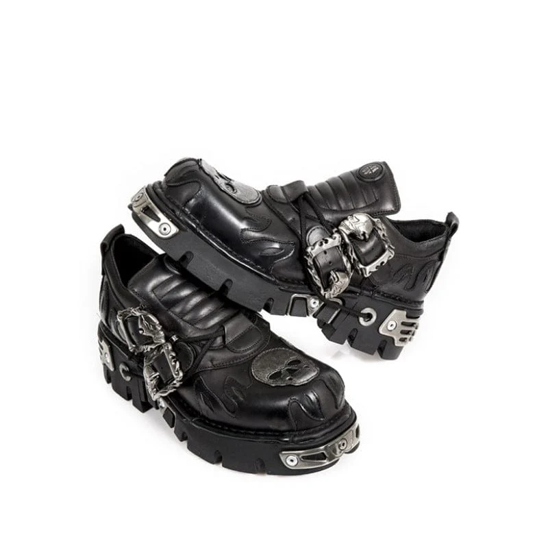 Unisex-Schuhe mit Punk-Schnürung und Totenkopf-Schnalle