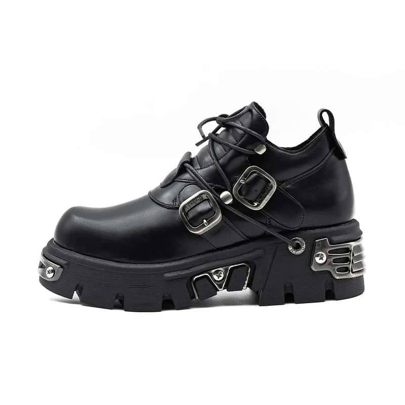 Unisex Punk Metal Splice Buckle Plateauschuhe