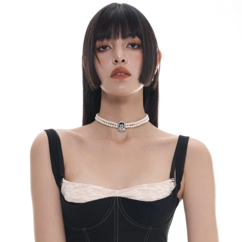 Damen-Gothic-Engel-Perlenhalsband