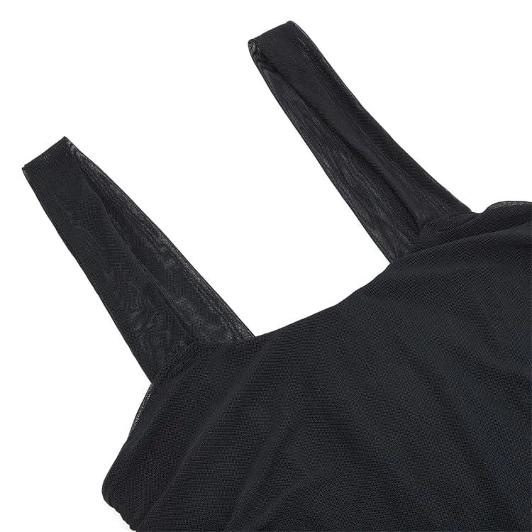 Punk-Mesh-Hosenträger-Vollbrustkorsett für Damen