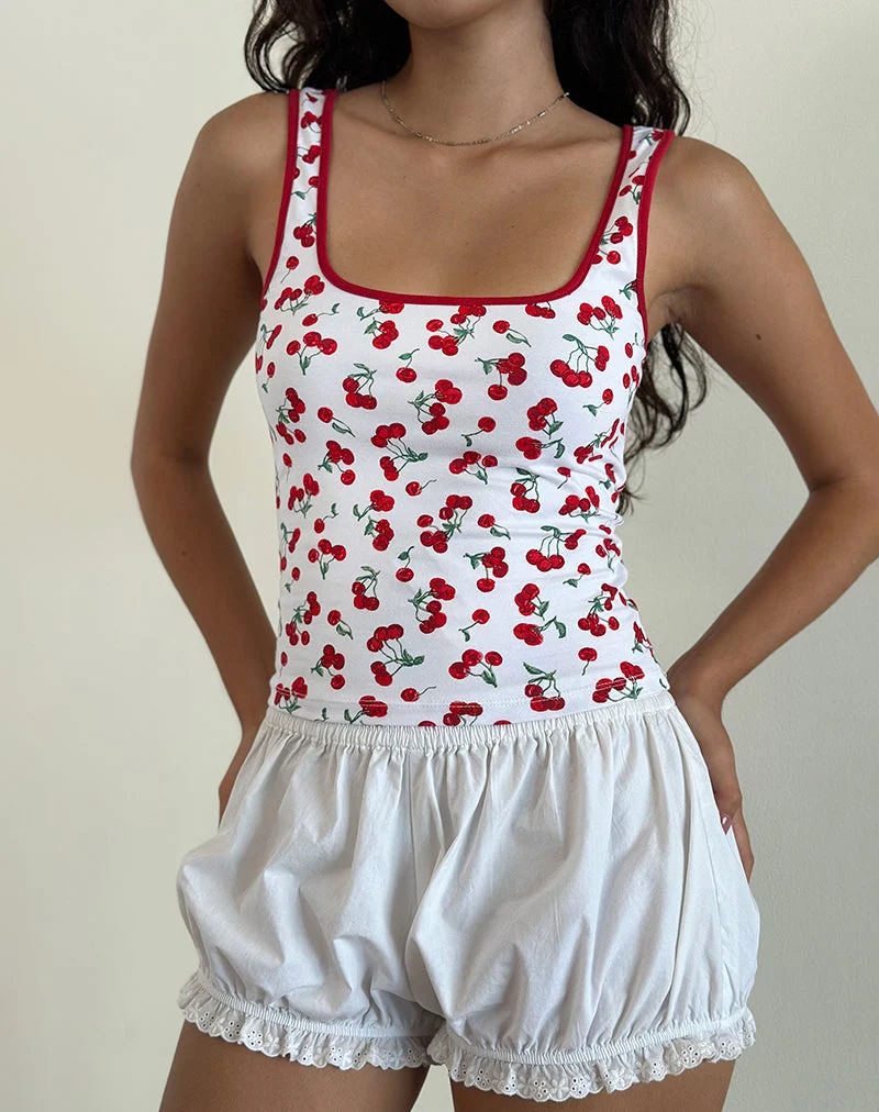 Blaira Top in Cherry Print Weiß