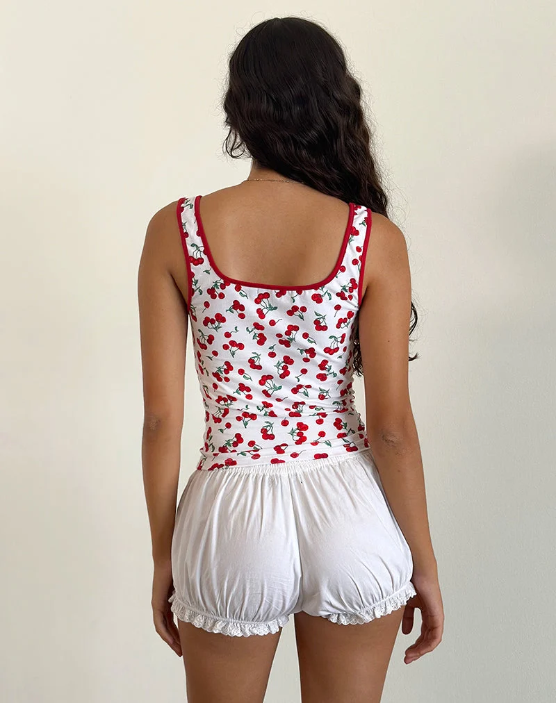 Blaira Top in Cherry Print Weiß
