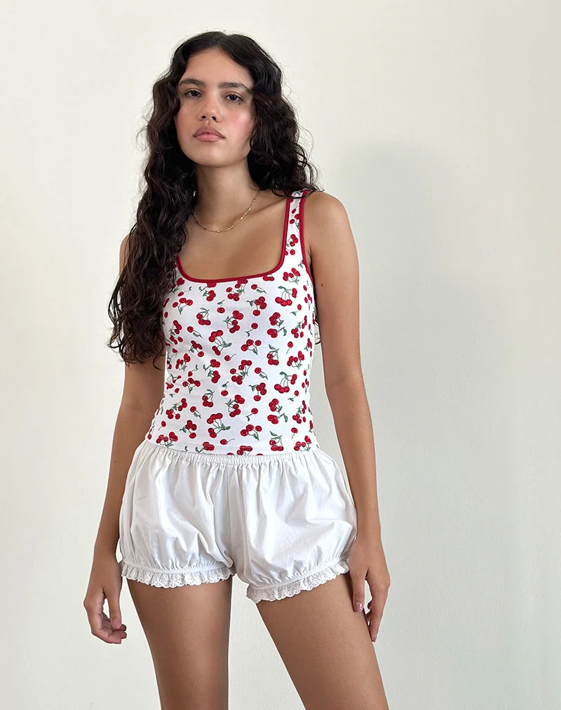 Blaira Top in Cherry Print Weiß