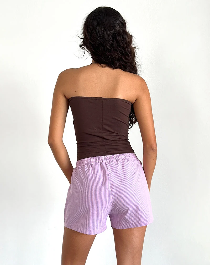 Voir Short aus Popeline rosa und lila gestreift