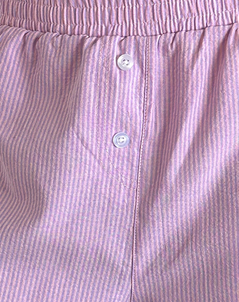 Voir Short aus Popeline rosa und lila gestreift