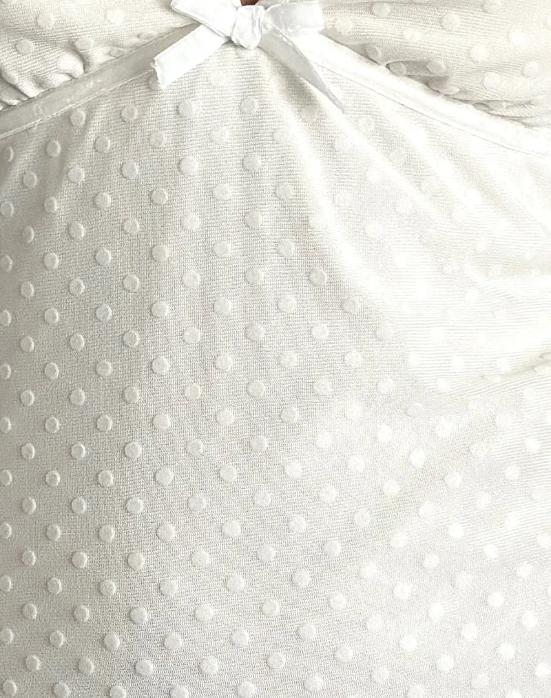 Mevila Cami-Minikleid in Elfenbein mit Polka-Flock