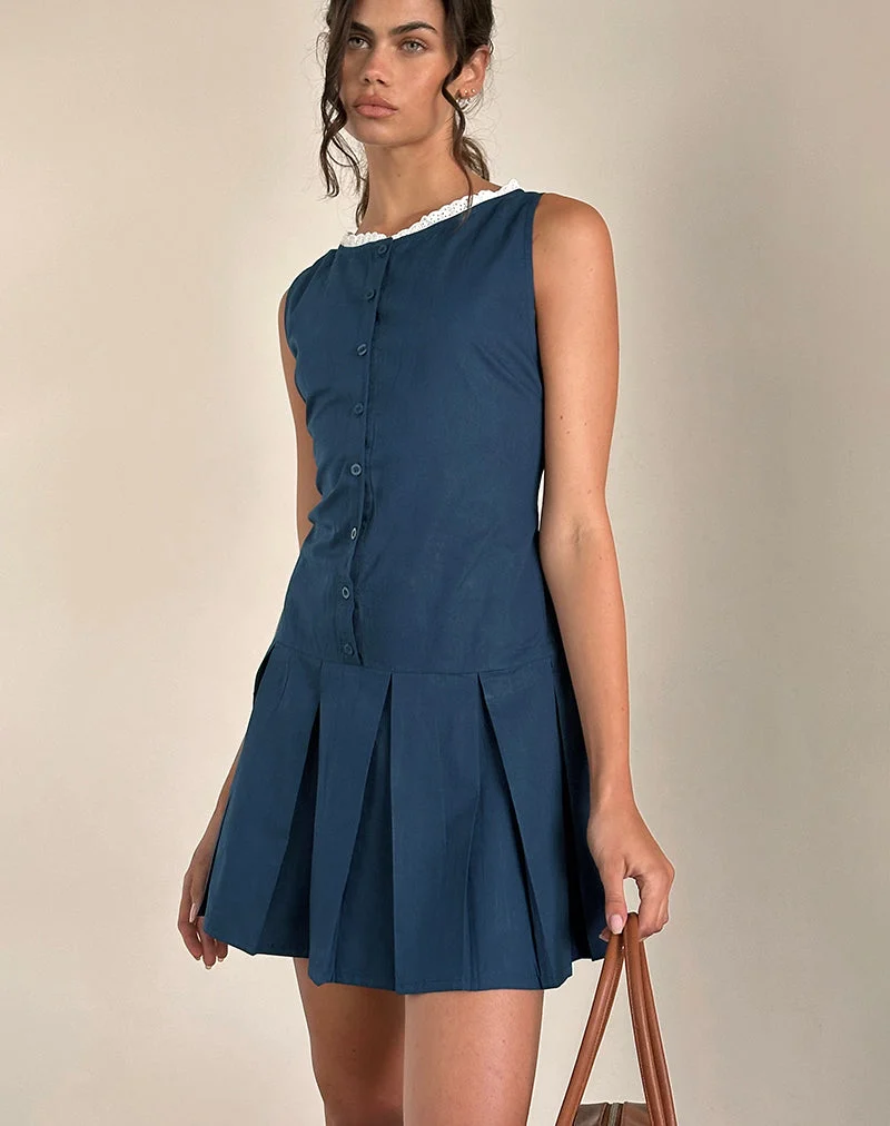 Gitas Knopf-Minikleid aus Popeline Navy