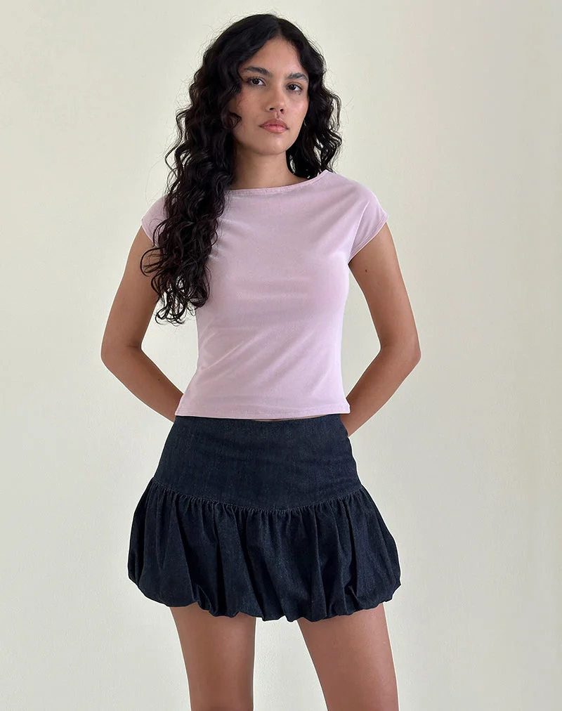 Sisila Puffball Minirock in Chambray Indigo