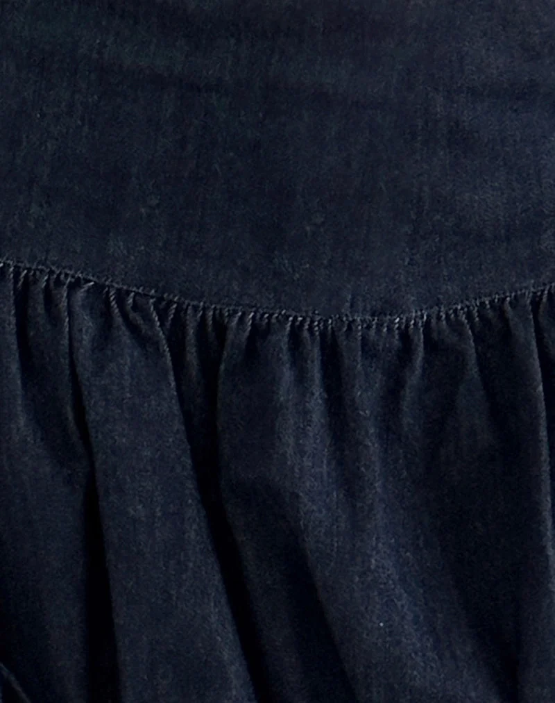 Sisila Puffball Minirock in Chambray Indigo