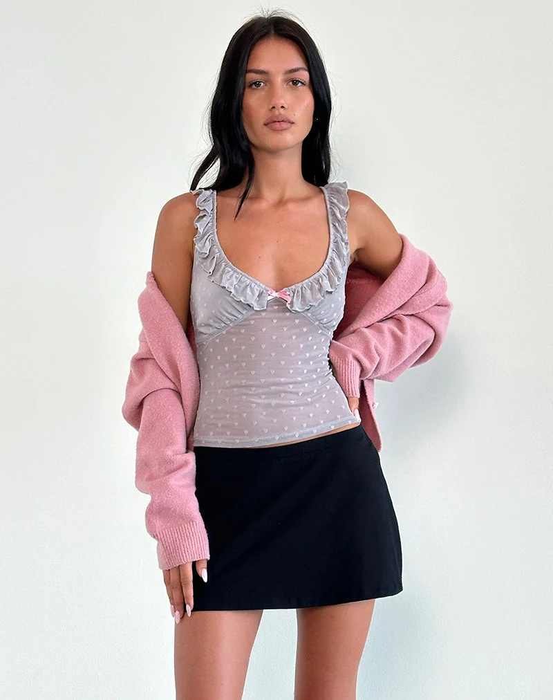 Kavya Top in Herzflock Grau