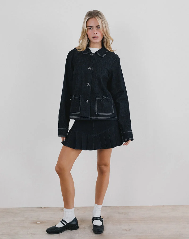 Rosdi Jacke mit Schleifenverzierung in dunklem Indigo