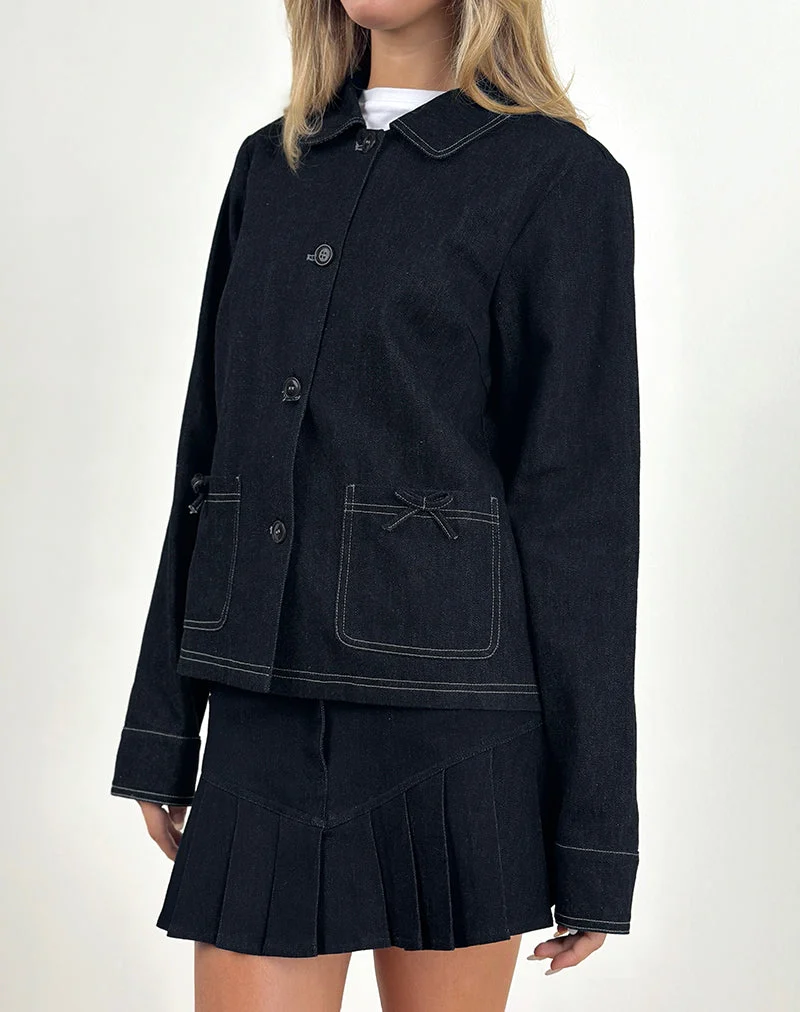 Rosdi Jacke mit Schleifenverzierung in dunklem Indigo