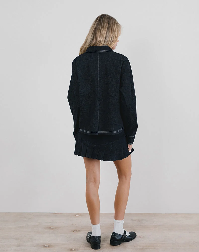 Rosdi Jacke mit Schleifenverzierung in dunklem Indigo