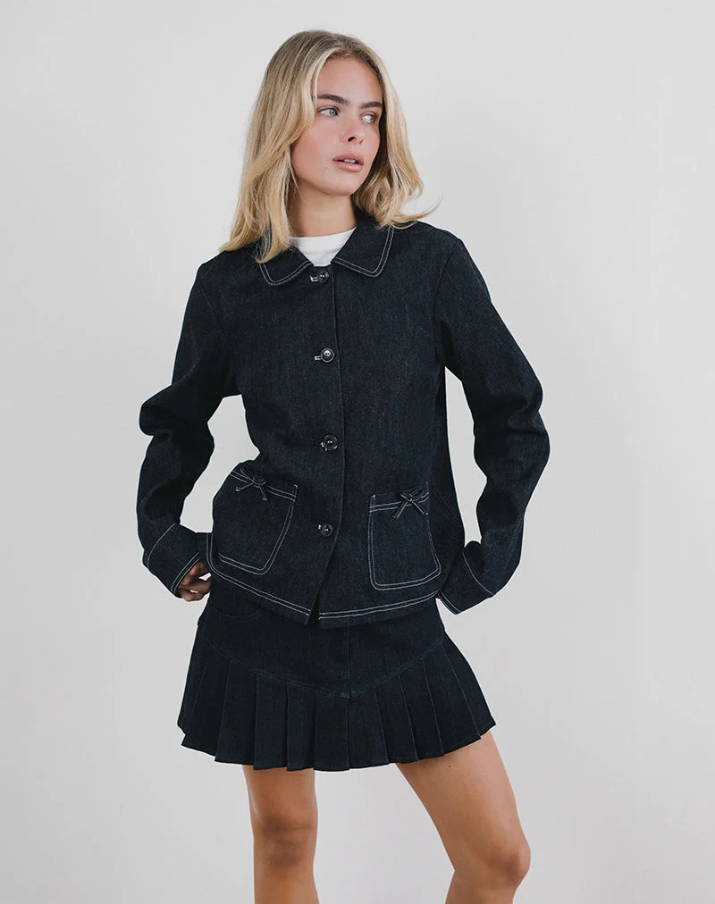 Rosdi Jacke mit Schleifenverzierung in dunklem Indigo