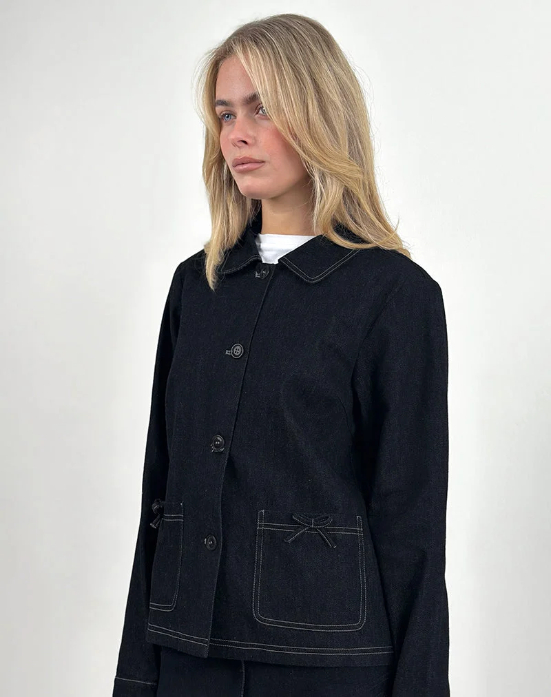 Rosdi Jacke mit Schleifenverzierung in dunklem Indigo