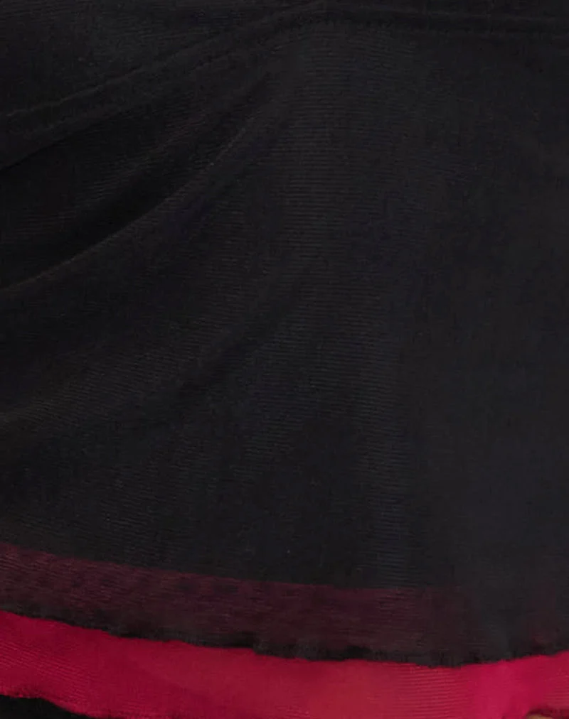 Kubra Neckholder-Top aus Mesh Schwarz und Rot