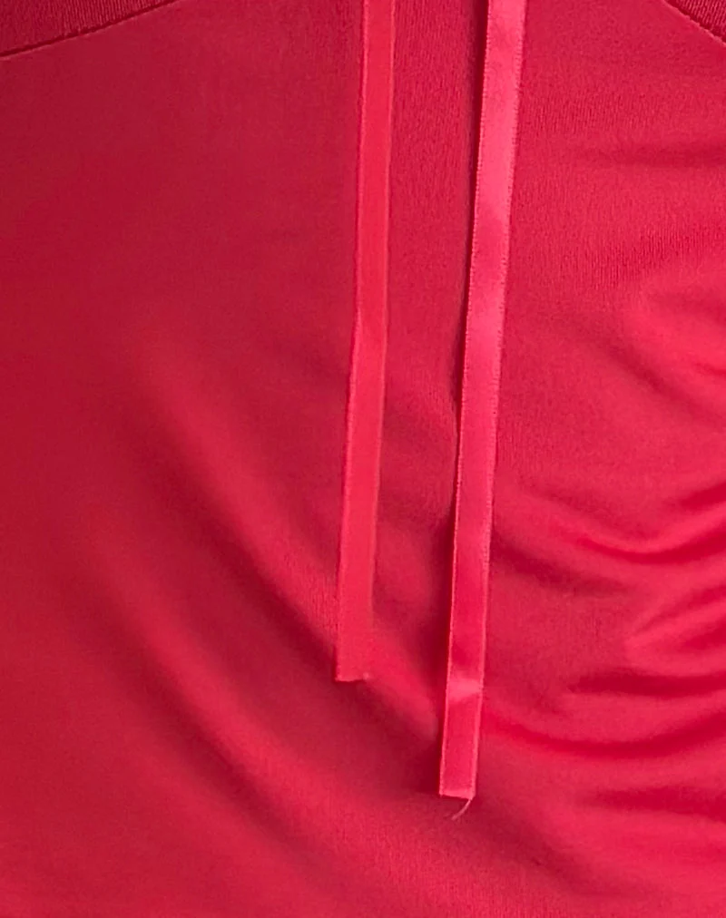 Livina Top aus Slinky Jersey Spitze Rot