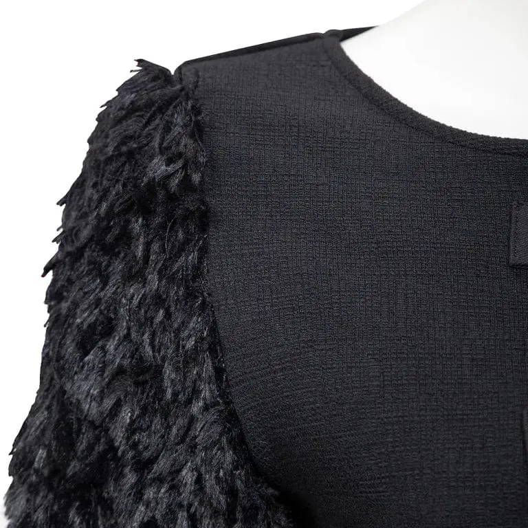 Gothic-Crop-Top mit Kunstfell-Splice-Schnürung für Damen