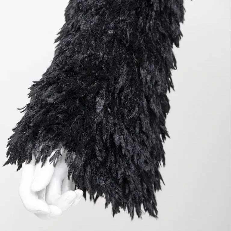 Gothic-Crop-Top mit Kunstfell-Splice-Schnürung für Damen