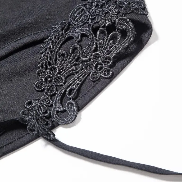 Damen-Shorts mit Gothic-Blumenstickerei und Nieten
