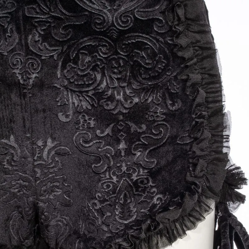 Damen-Punk-Shorts aus Jacquard-Samt mit Rüschen und Strumpfband