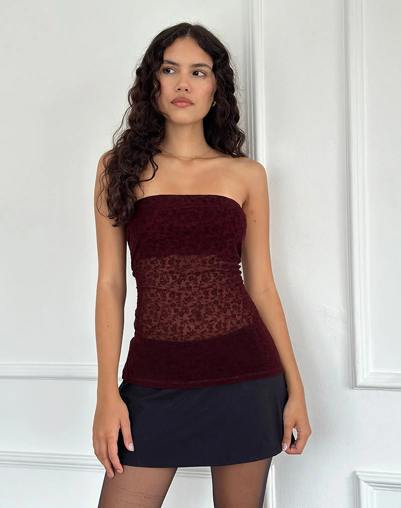 Bilancia Bandeau-Top in Ditsy Flock Gebranntes Kastanienbraun