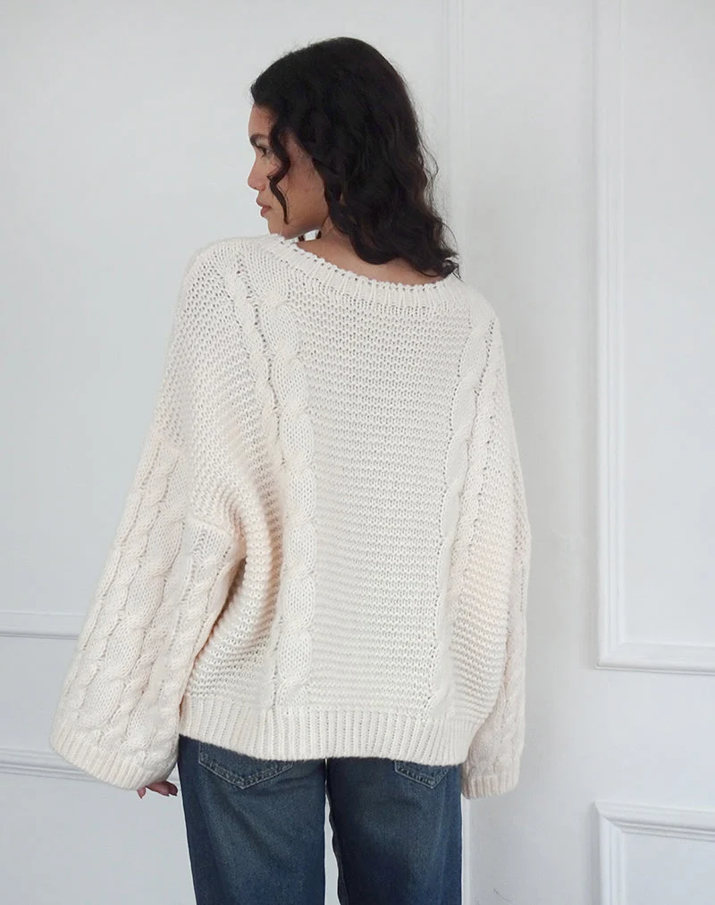 Emarti Pullover aus luxuriösem Grobstrick Elfenbein