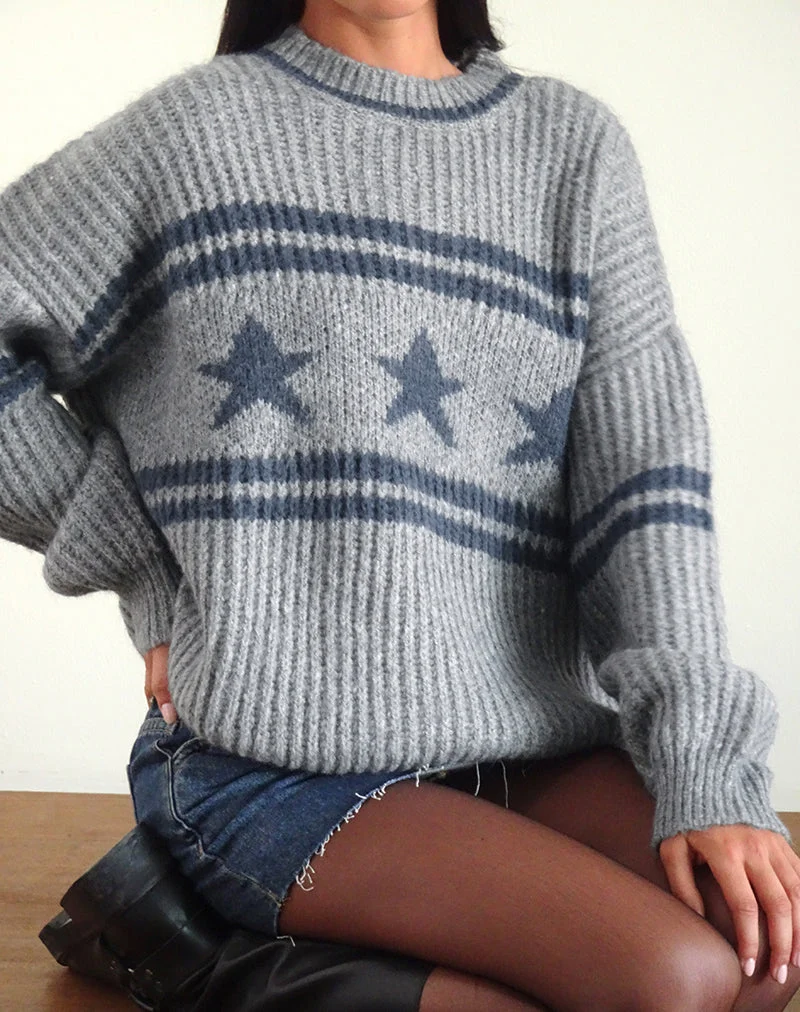 Lulees Pullover mit Sternstreifen Grau